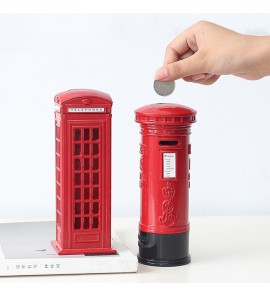 Creative iron crafts red postbox piggy bank Bedroom home decoration ornament