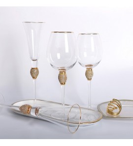 Gold rim cocktail lead-free crystal grape glass wine diamond-wrapped champagne goblet