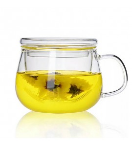 Custom office transparent and convenient high temperature resistant three-piece glass water tea cup