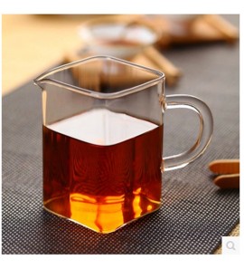 Handicraft heat-resistant sea single layer glass tea square rectangular fair cup