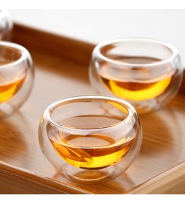Factory wholesale Double Kung Fu Heat-resistant small glass tea cup