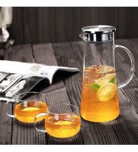 1500ml high borosilicate heat-resistant stainless steel filter glass cold kettle wholesale glass teapot with lid