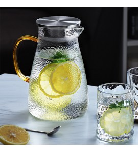 Hammered household large-capacity borosilicate glass cold water bottle set