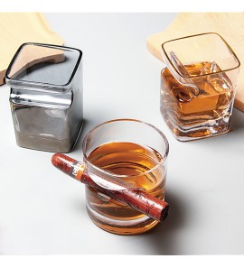 Wholesale Crystal Glas Gift Box Thick Bottom Whiskey Liquor Cigar Cup