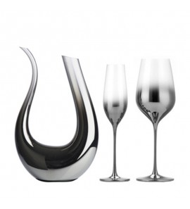 American crystal glass electroplating silver-gray red wine metal feel model goblet decanter